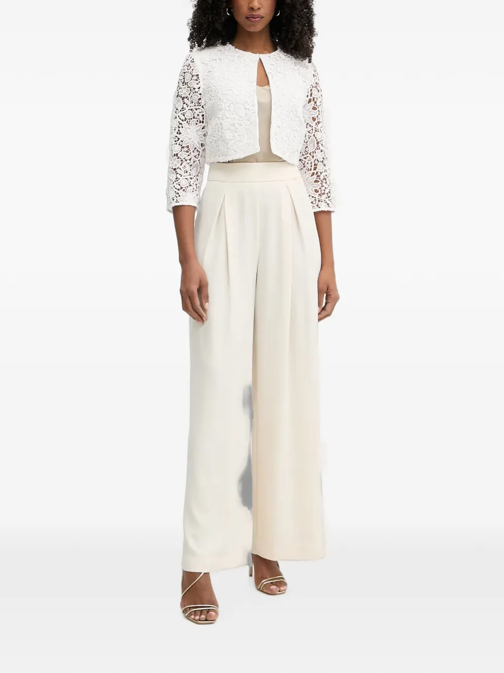 Morgan Cropped jack met kanten laag Wit