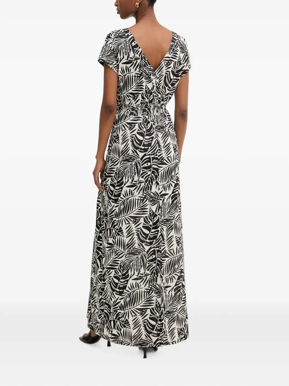 Morgan Wikkeljurk met bladerprint Beige
