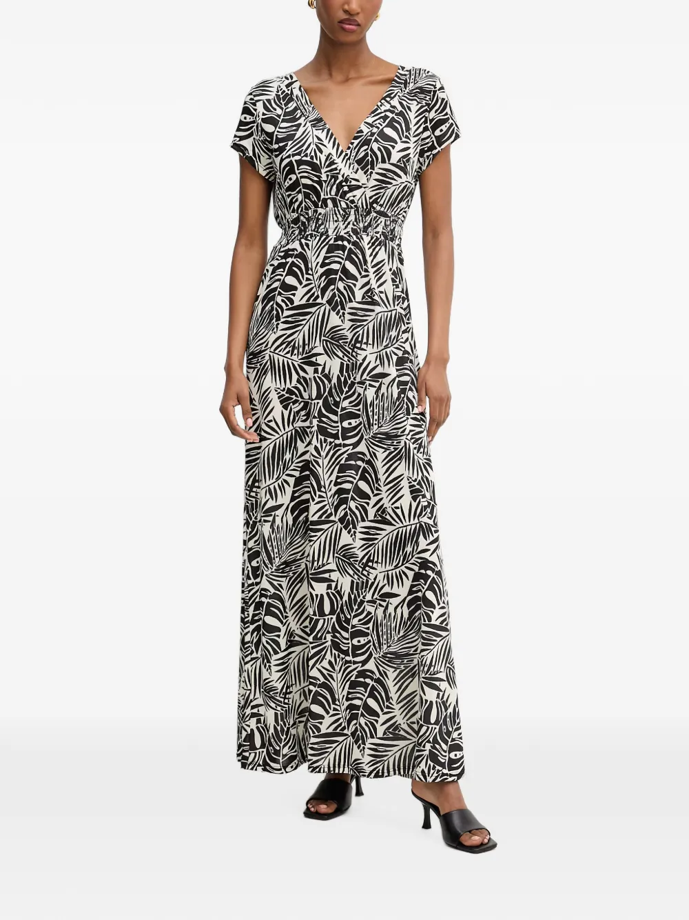 Morgan leaf-print wrap-style maxi dress - Toni neutri