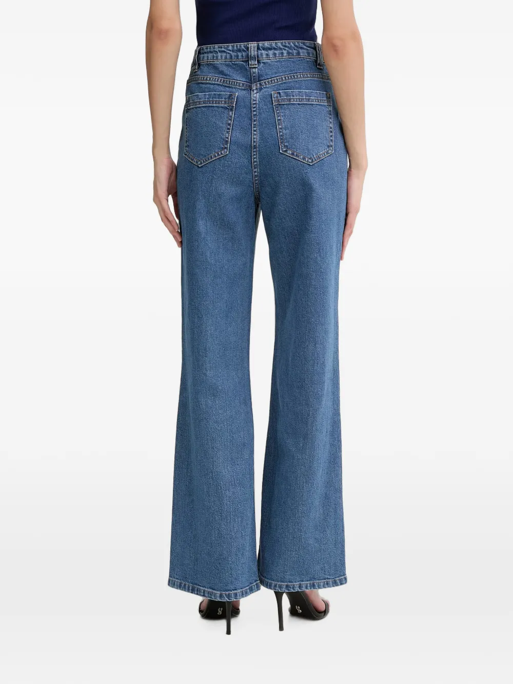 Morgan Jeans met wijde pijpen en knoopzak Blauw