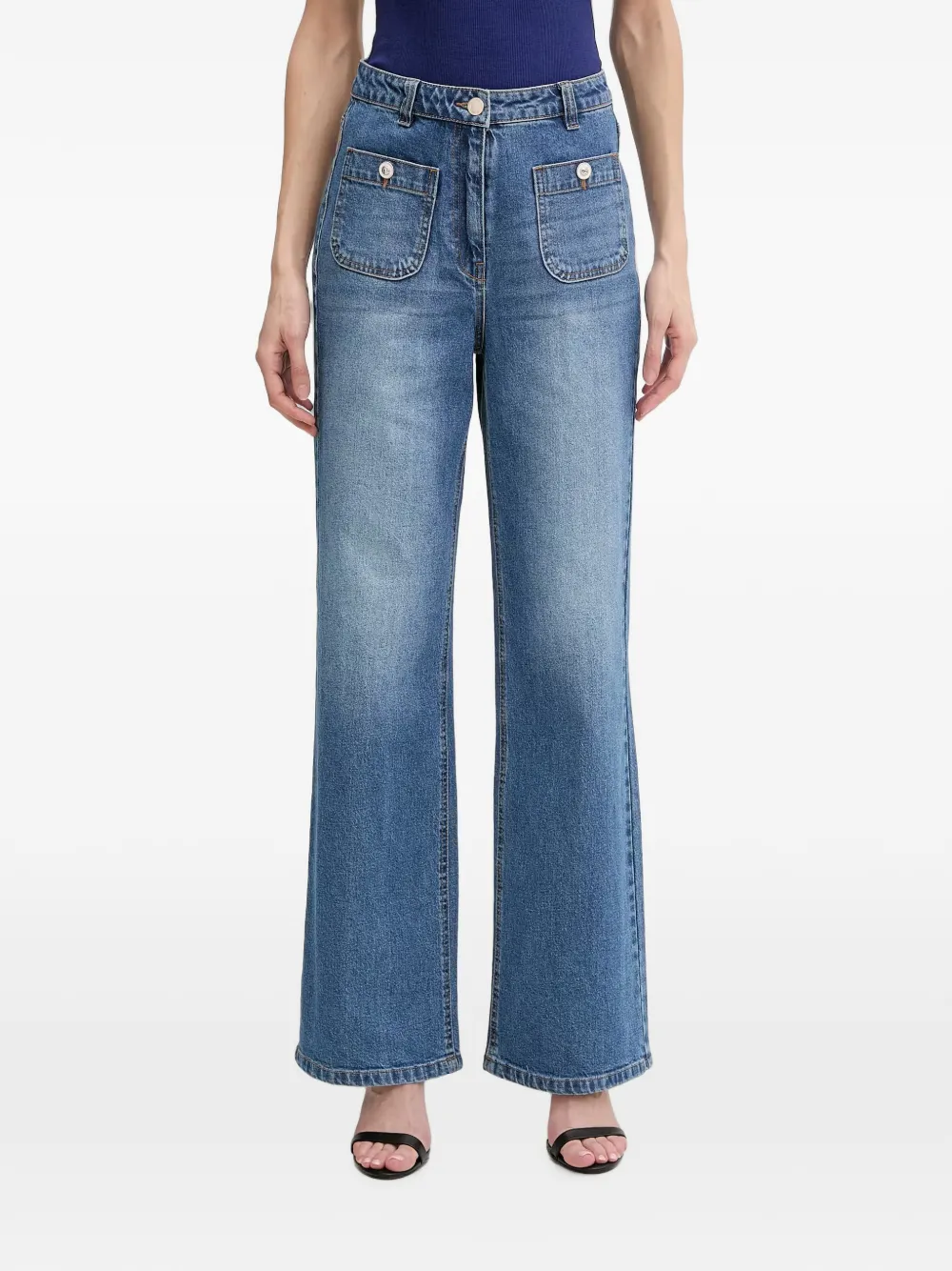 Morgan button-pocket wide-leg jeans - Blu