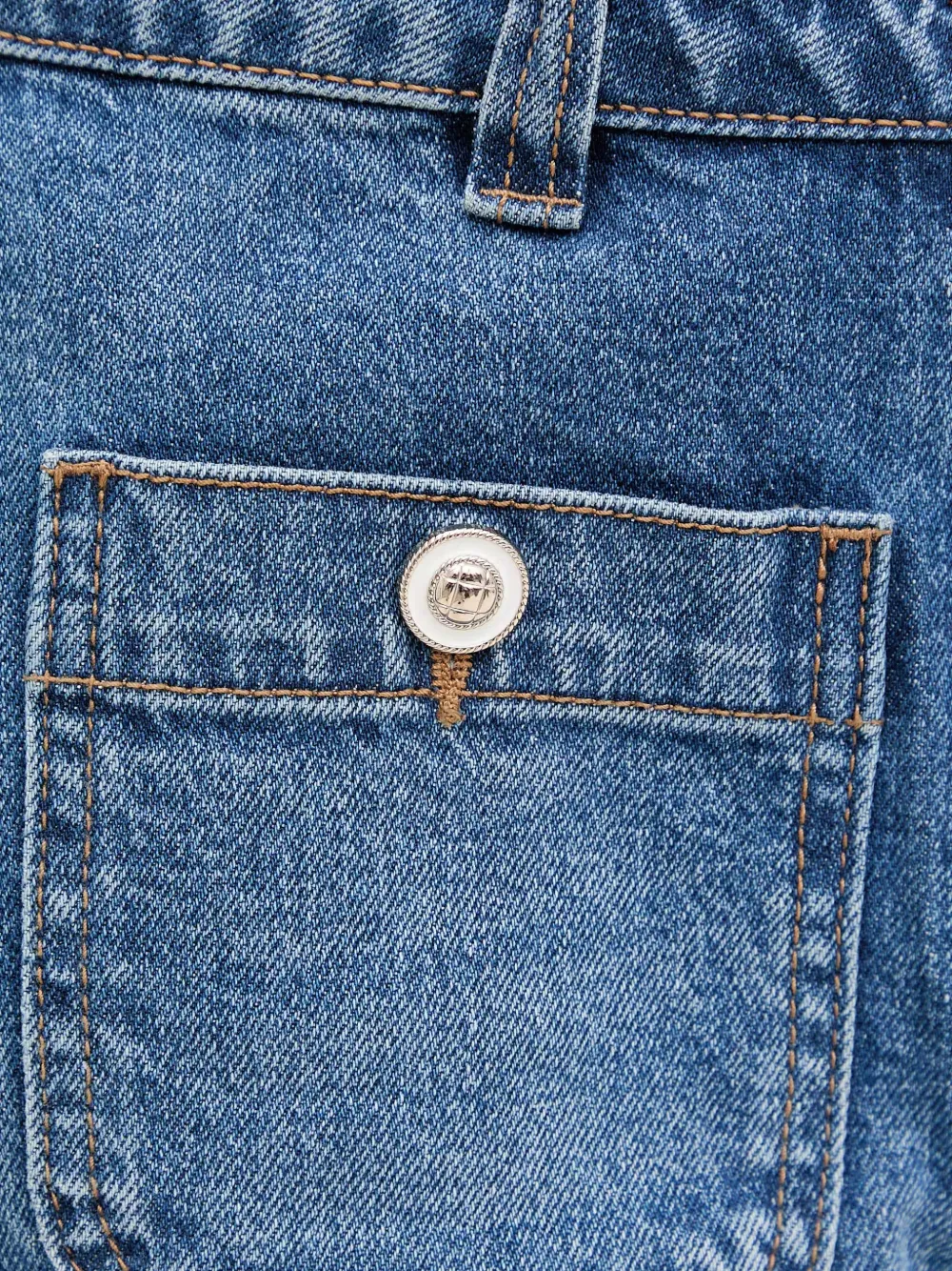 Morgan Jeans met wijde pijpen en knoopzak Blauw