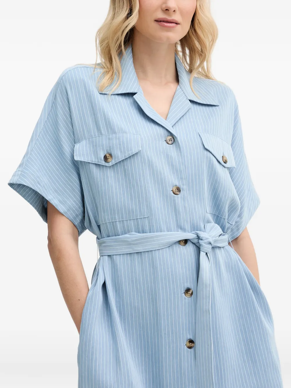 Mos Mosh pinstriped belted midi dress