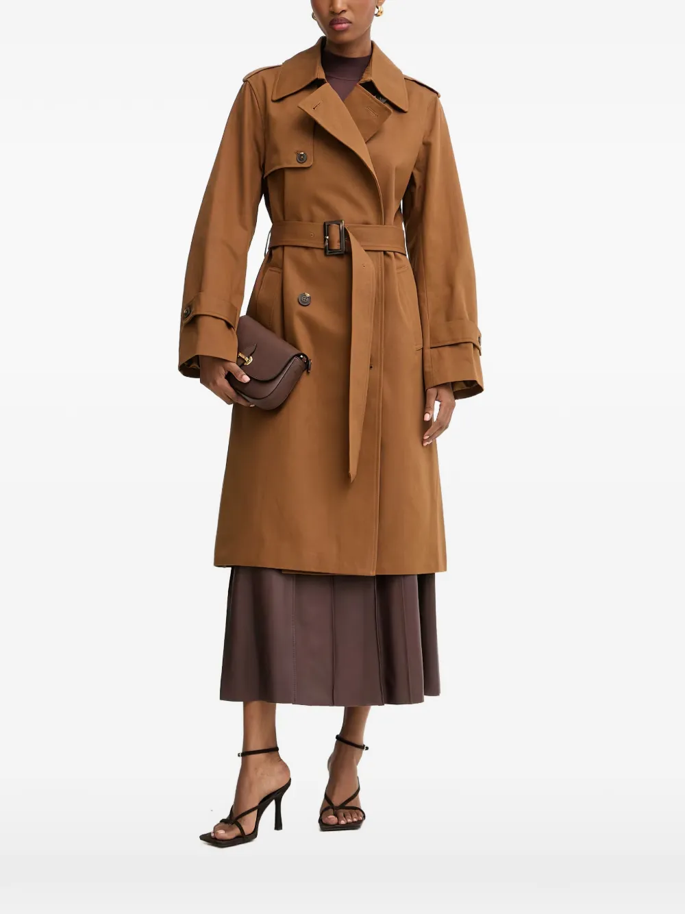 Morgan double-breasted belted trench coat