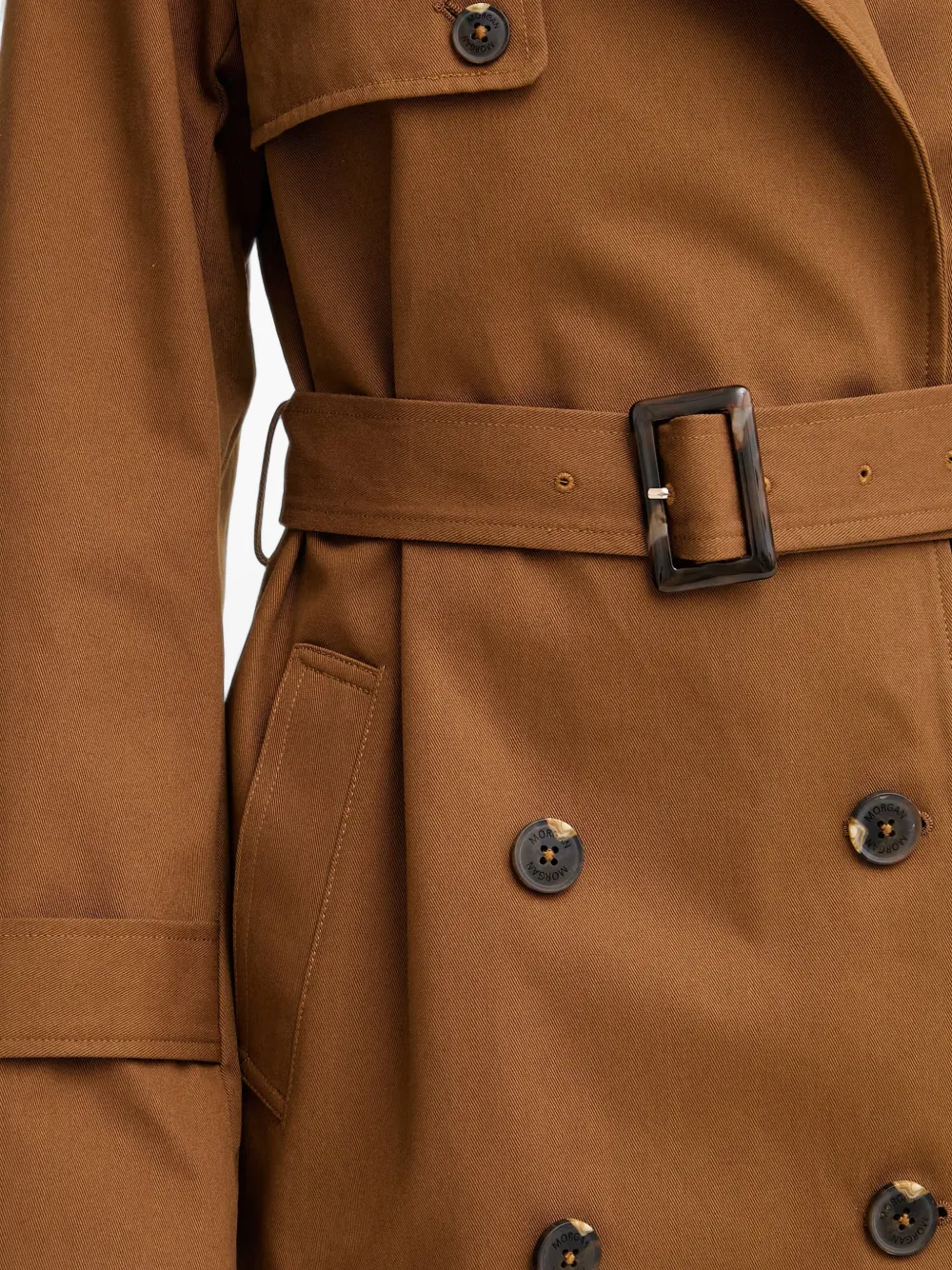 Morgan Trenchcoat met dubbele rij knopen en ceintuur Bruin
