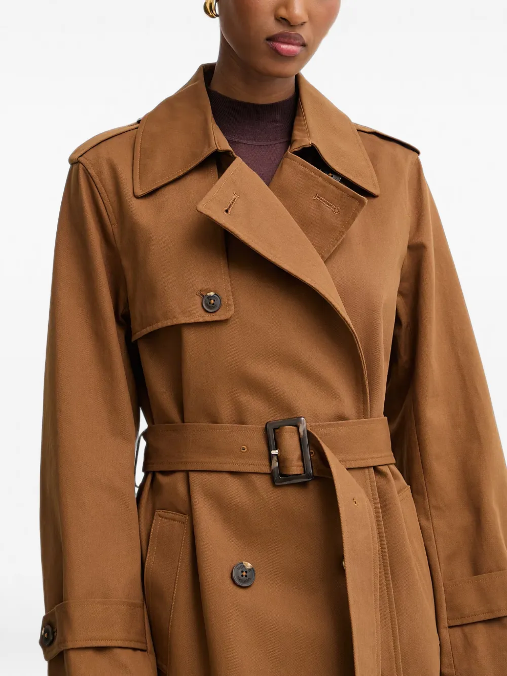 Morgan Trenchcoat met dubbele rij knopen en ceintuur Bruin