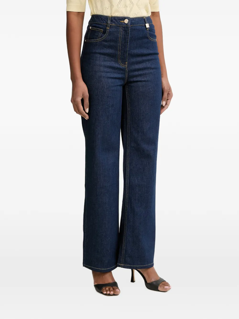 Morgan contrast-stitch wide-leg jeans - Blu