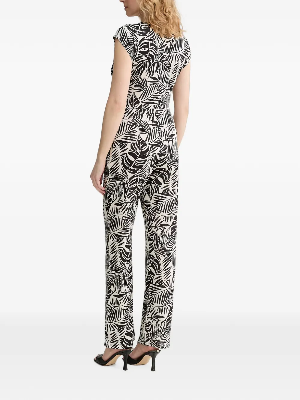 Morgan Jumpsuit met bladerprint Zwart