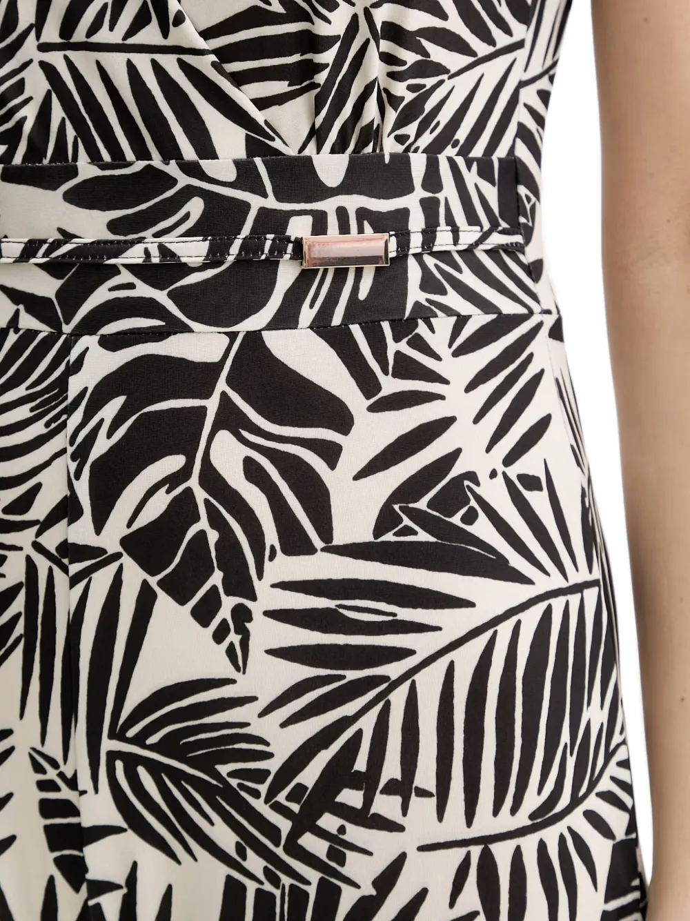 Morgan Jumpsuit met bladerprint Zwart