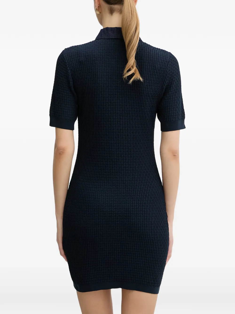 Morgan Geweven mini-jurk met denim kraag Blauw