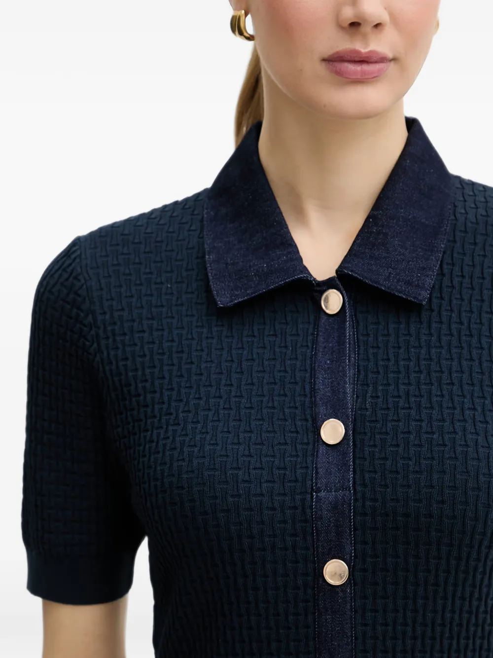 Morgan Geweven mini-jurk met denim kraag Blauw