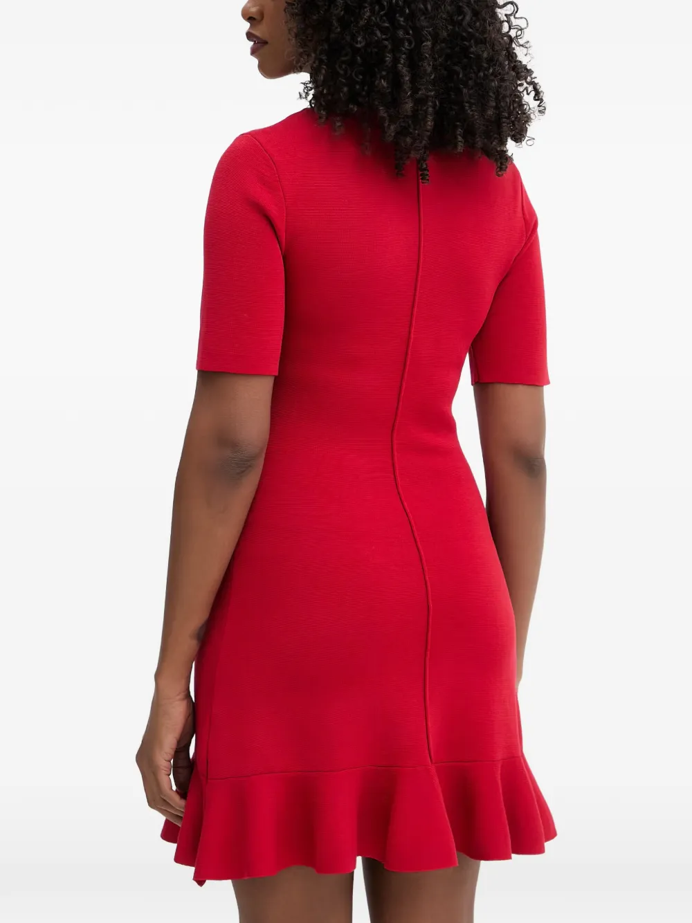 Morgan Mini-jurk met ruches en korte mouwen Rood