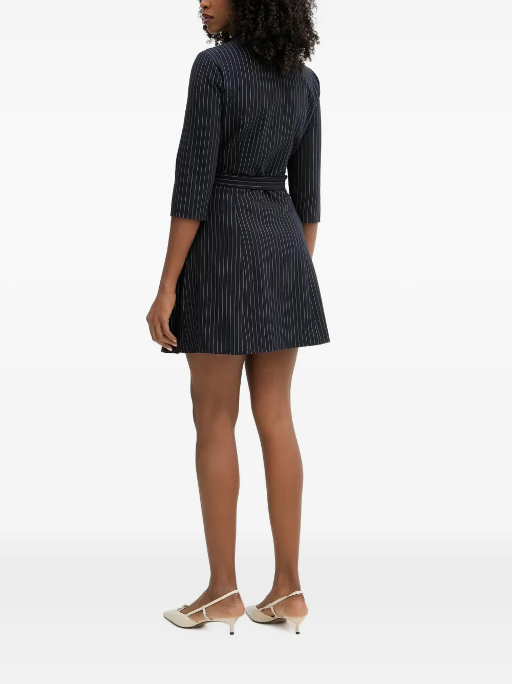 Morgan Mini-jurk met krijtstreep en ceintuur Blauw