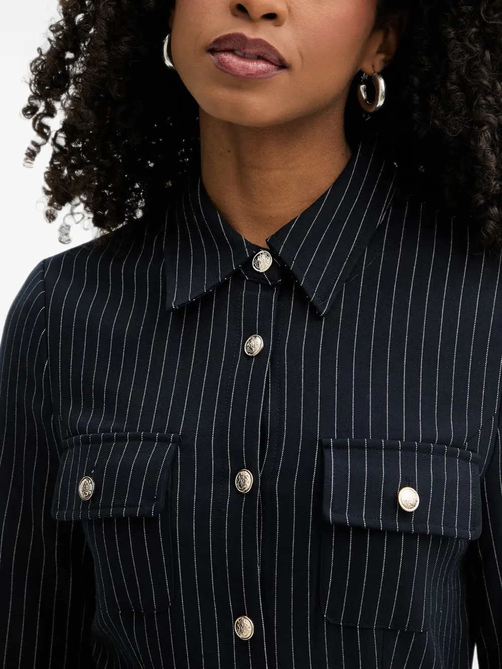 Morgan Mini-jurk met krijtstreep en ceintuur Blauw