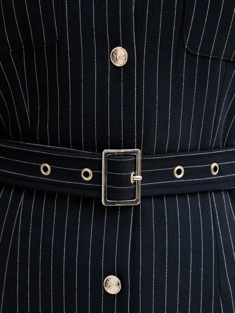 Morgan Mini-jurk met krijtstreep en ceintuur Blauw