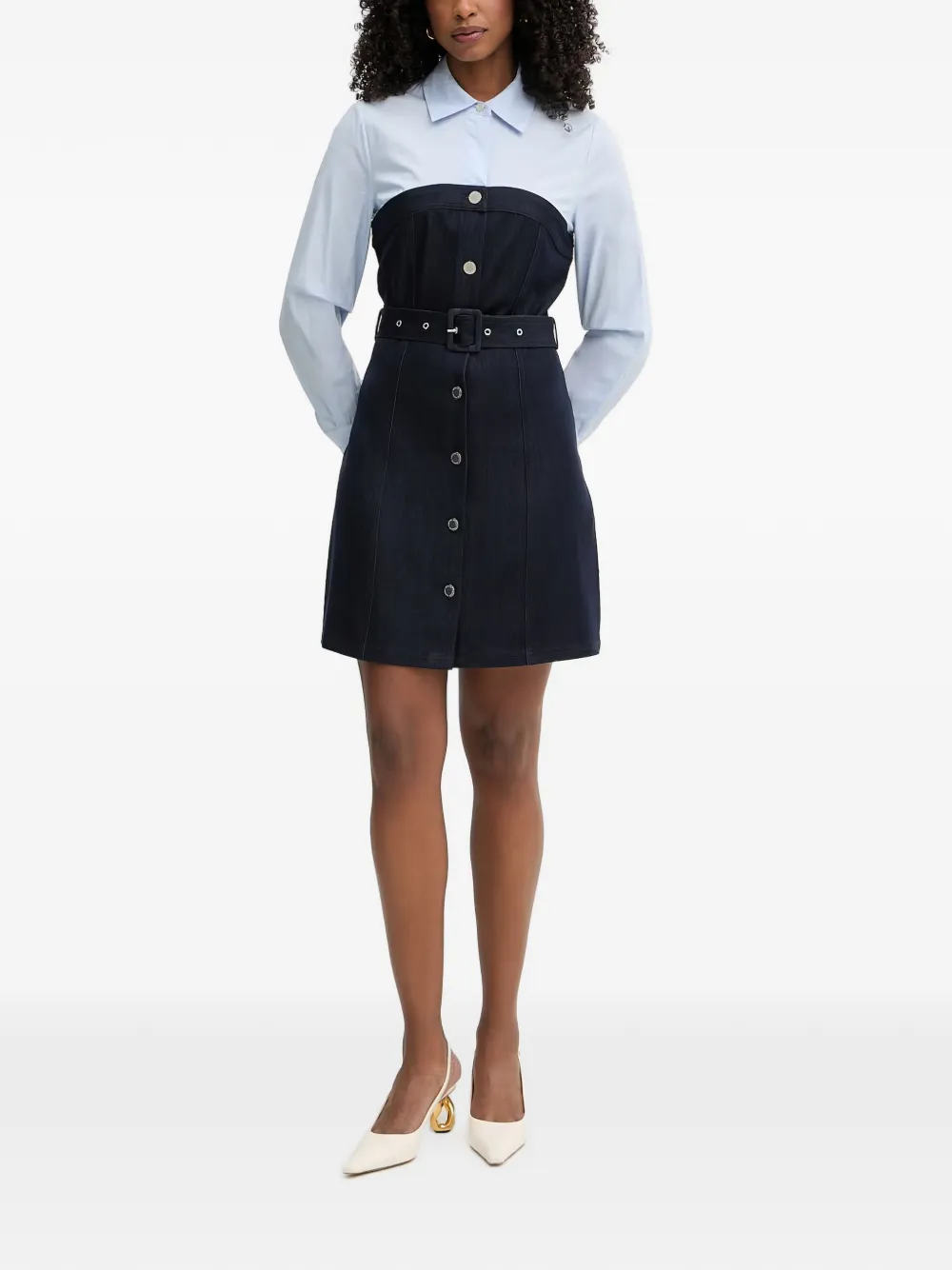 Morgan Mini-jurk met gelaagd effect en ceintuur Blauw