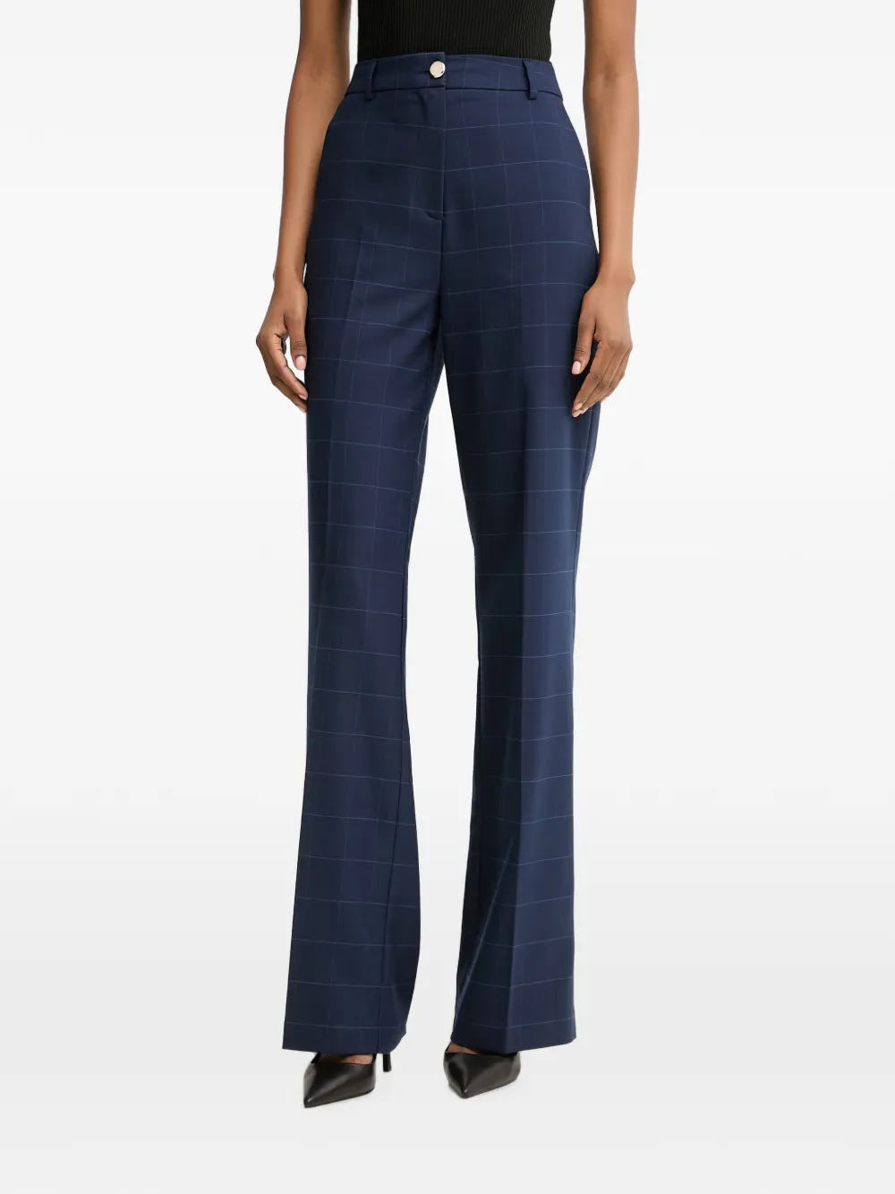 Morgan check-pattern flared trousers