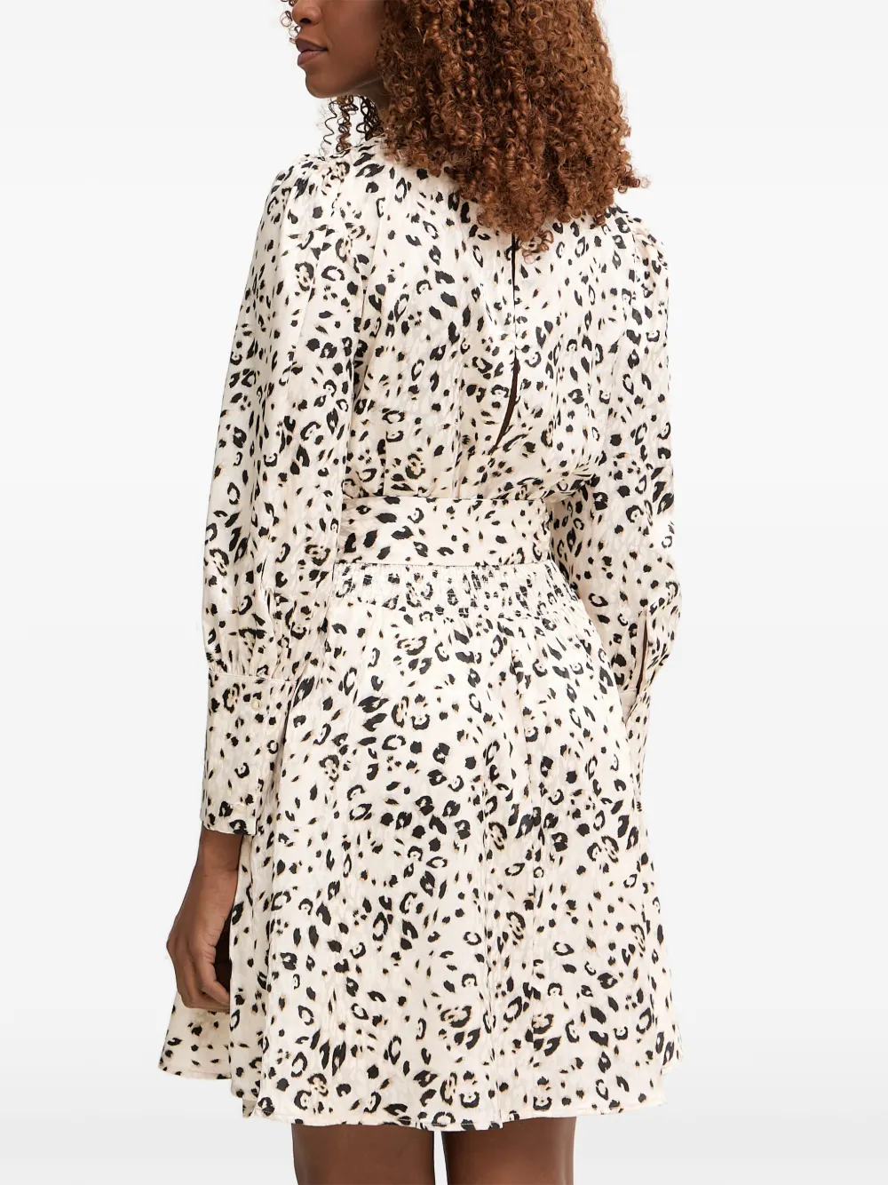 Morgan leopard-print tie-waist mini dress Beige