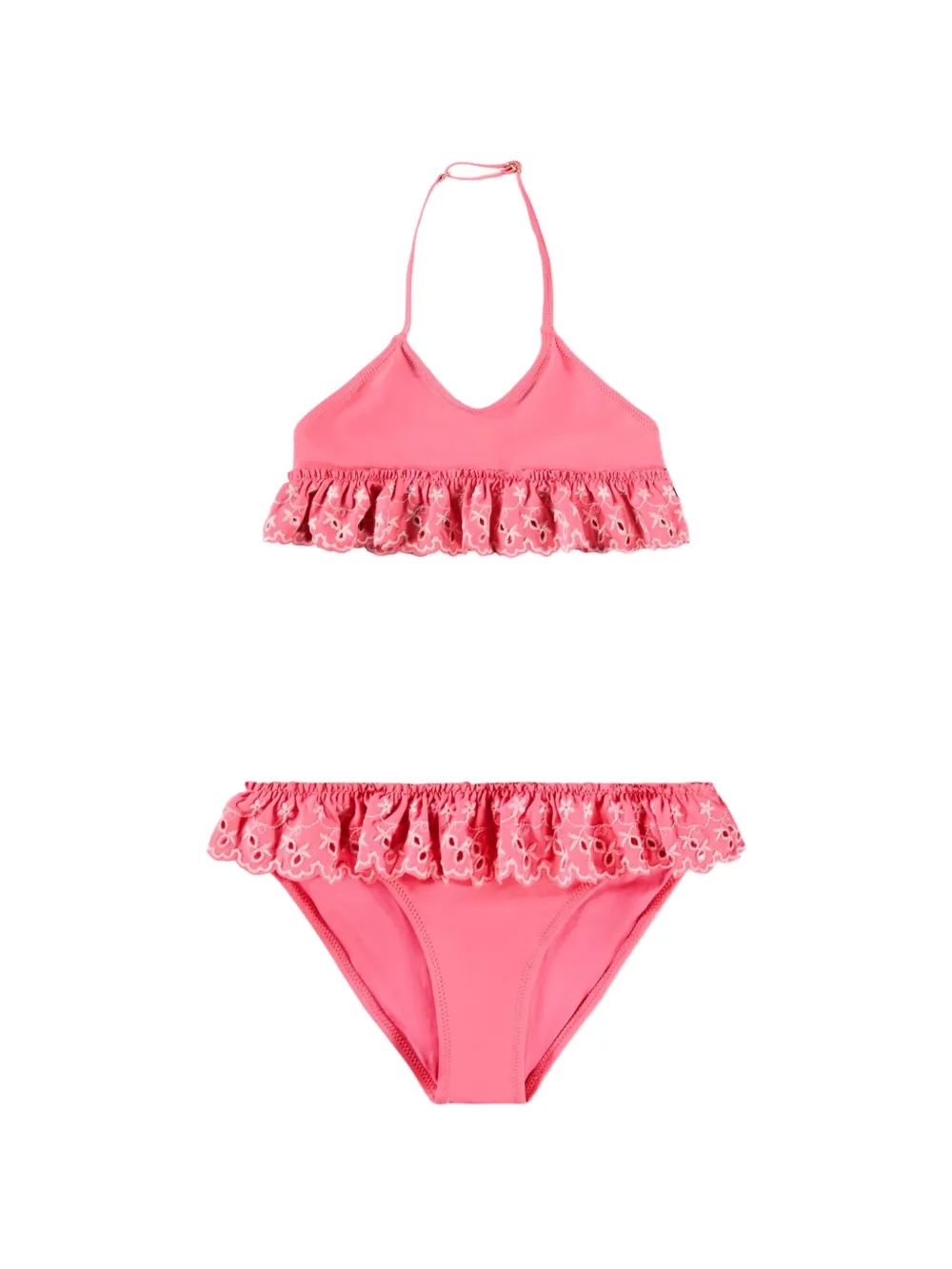 Molo ruffled broderie-anglaise swimsuit - Rosa