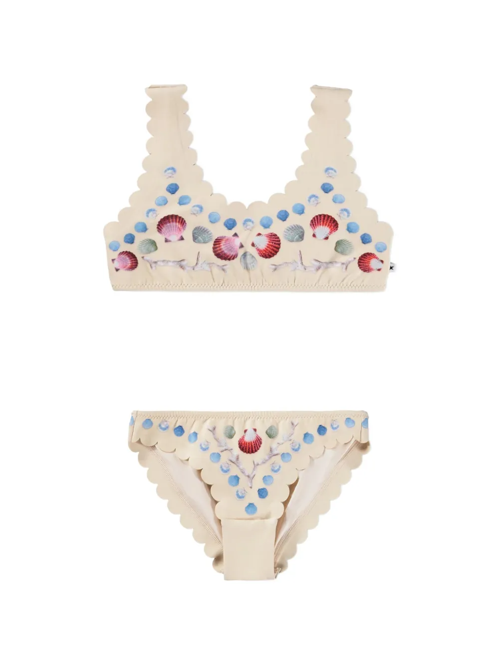 Molo Nolina scallop-edge shell-print bikini - Toni neutri