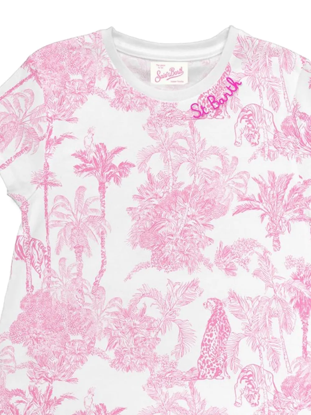 MC2 Saint Barth Kids Jurk met franje afwerking en jungleprint Wit