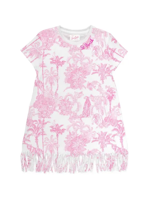 MC2 Saint Barth Kids fringe-trimmed jungle-print dress