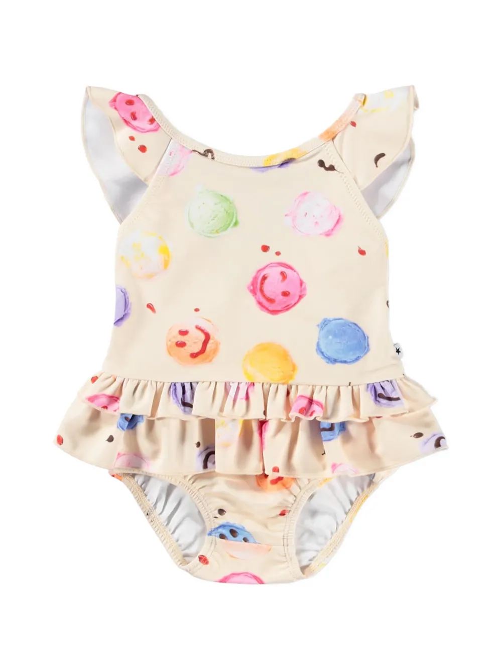 Molo Nalani Smile Scoops ruffled ice-cream-print swimsuit - Toni neutri