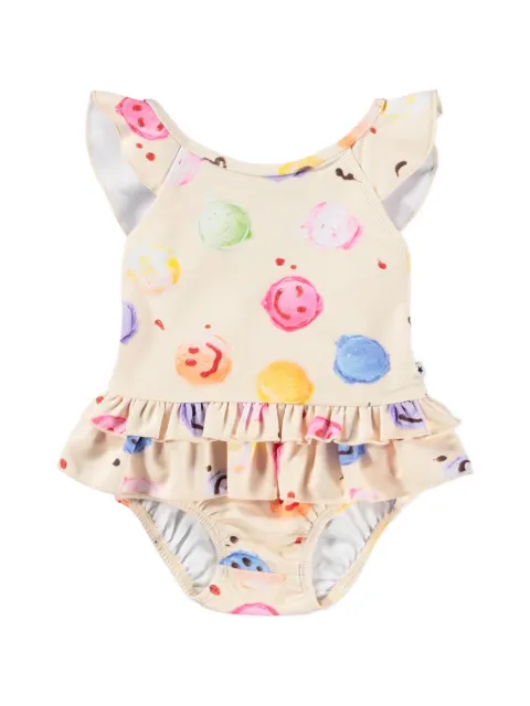Molo Nalani Smile Scoops ruffled ice-cream-print swimsuit