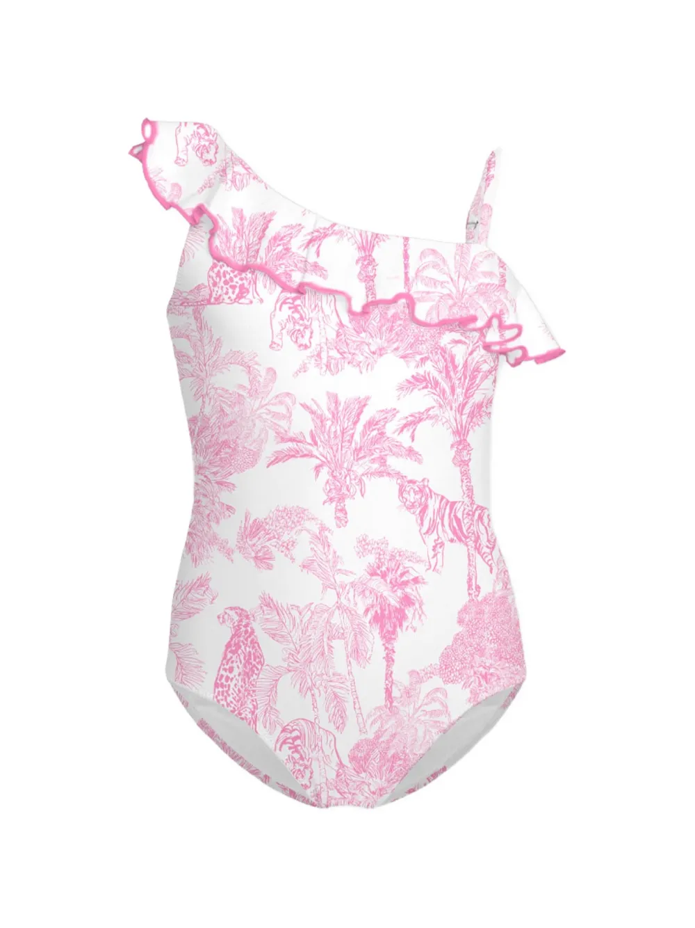 MC2 Saint Barth Kids ruffled one-shoulder swimsuit Wit