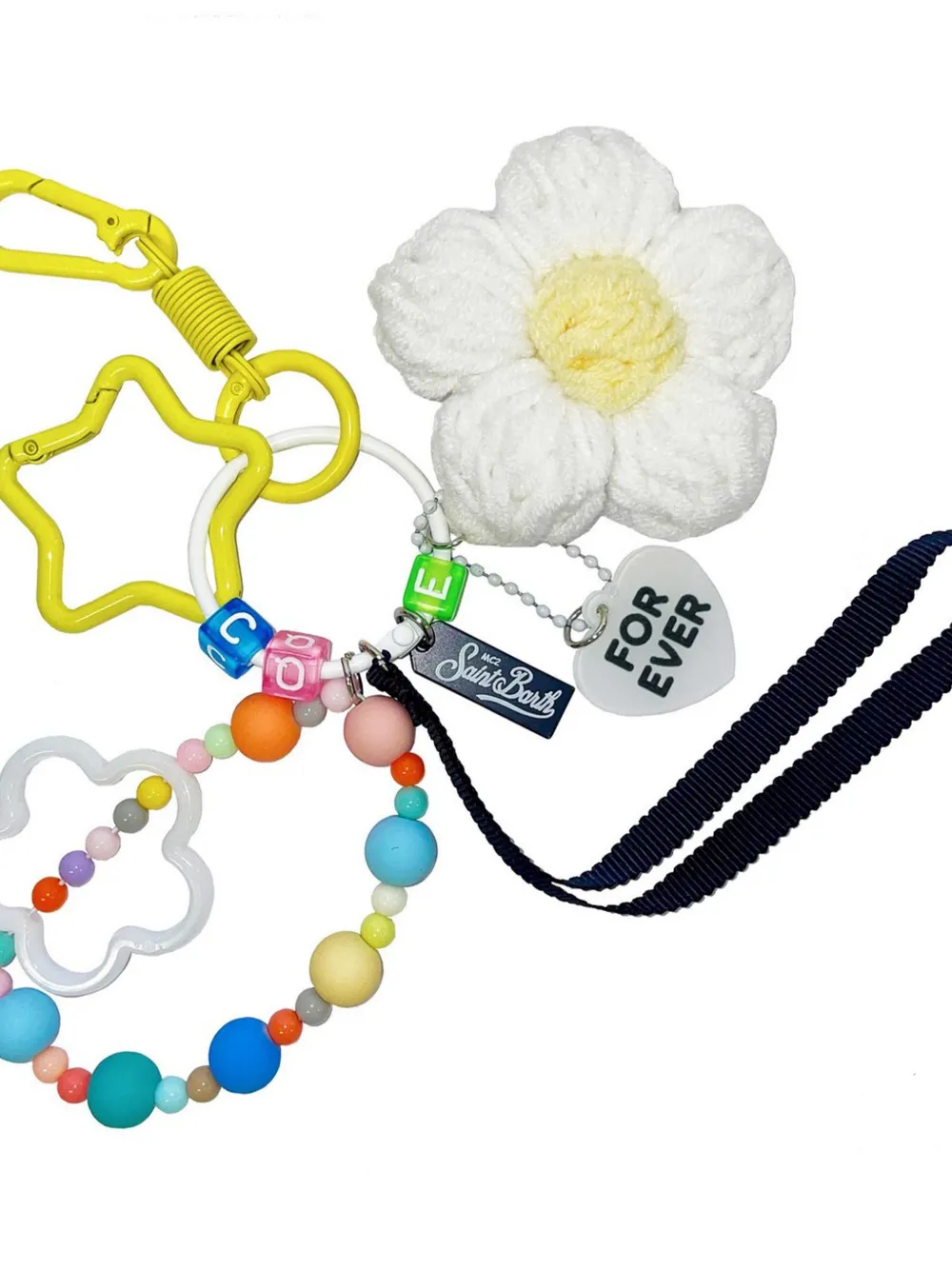 MC2 Saint Barth Kids Gehaakte sleutelhanger met meerdere bedels Blauw