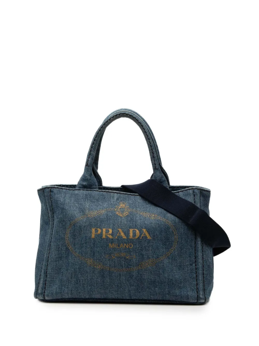 Prada Pre-Owned 2013-2026 Small Denim Canapa Logo satchel - Blu