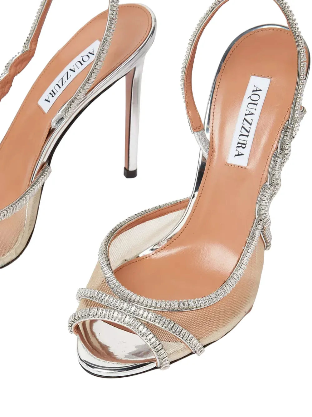 Aquazzura Crystal Weave peep-toe sandals Zilver