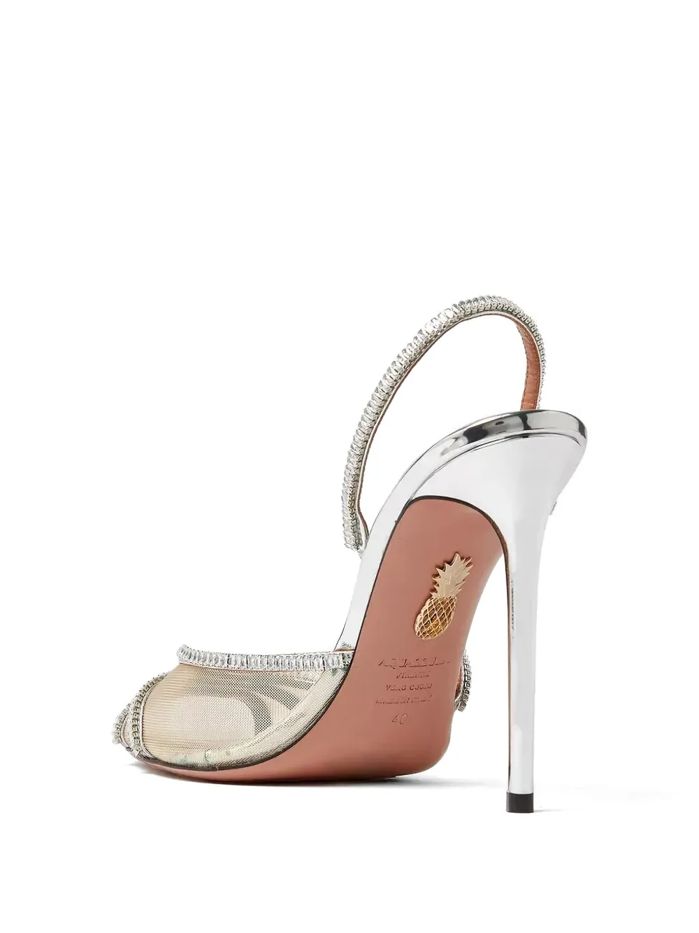Aquazzura Crystal Weave peep-toe sandals Zilver