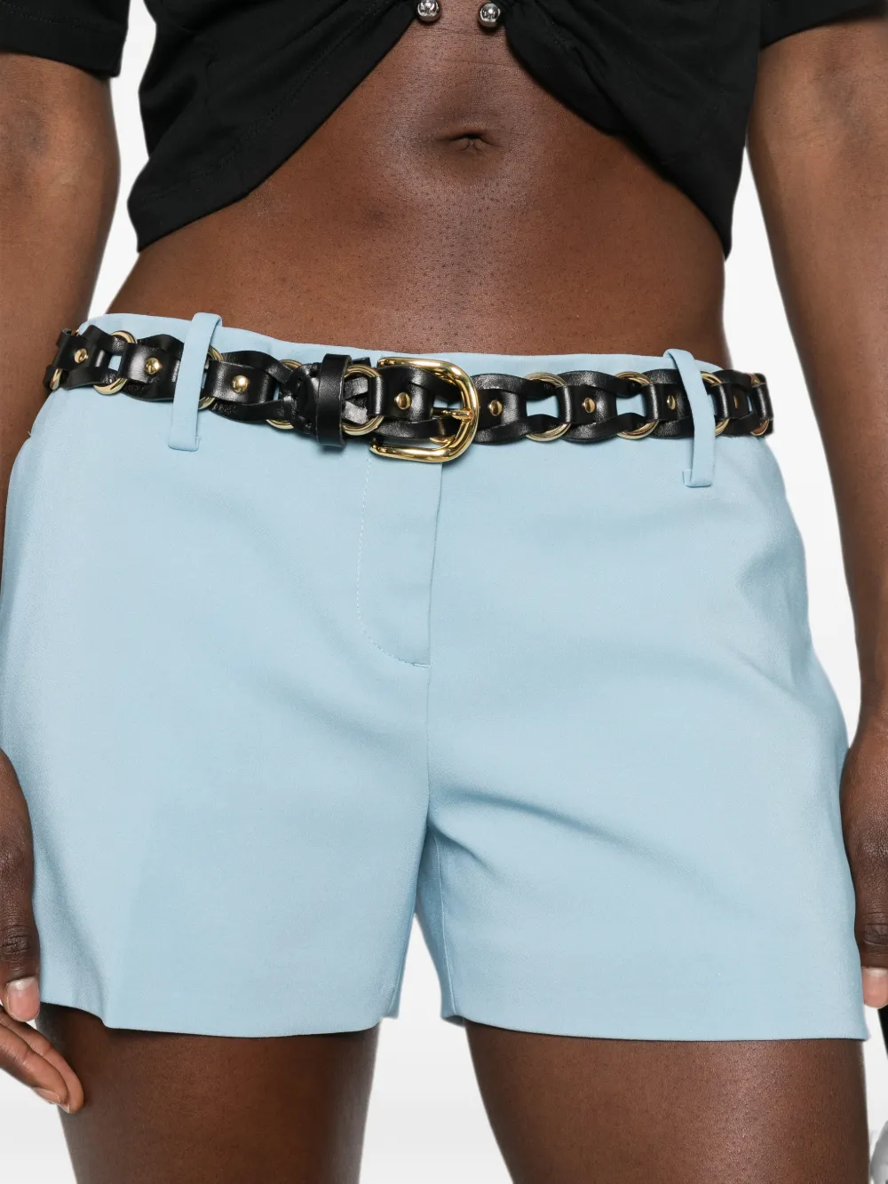 Ermanno Scervino Shorts met zak met riemlus Blauw