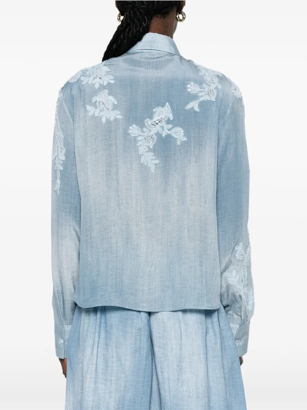 Ermanno Scervino Shirt met borduurwerk en knopen Blauw