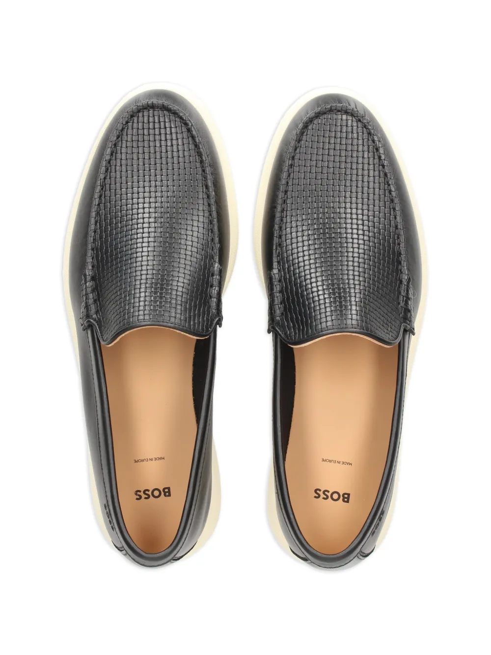 BOSS Loafers met geweven vlak Zwart