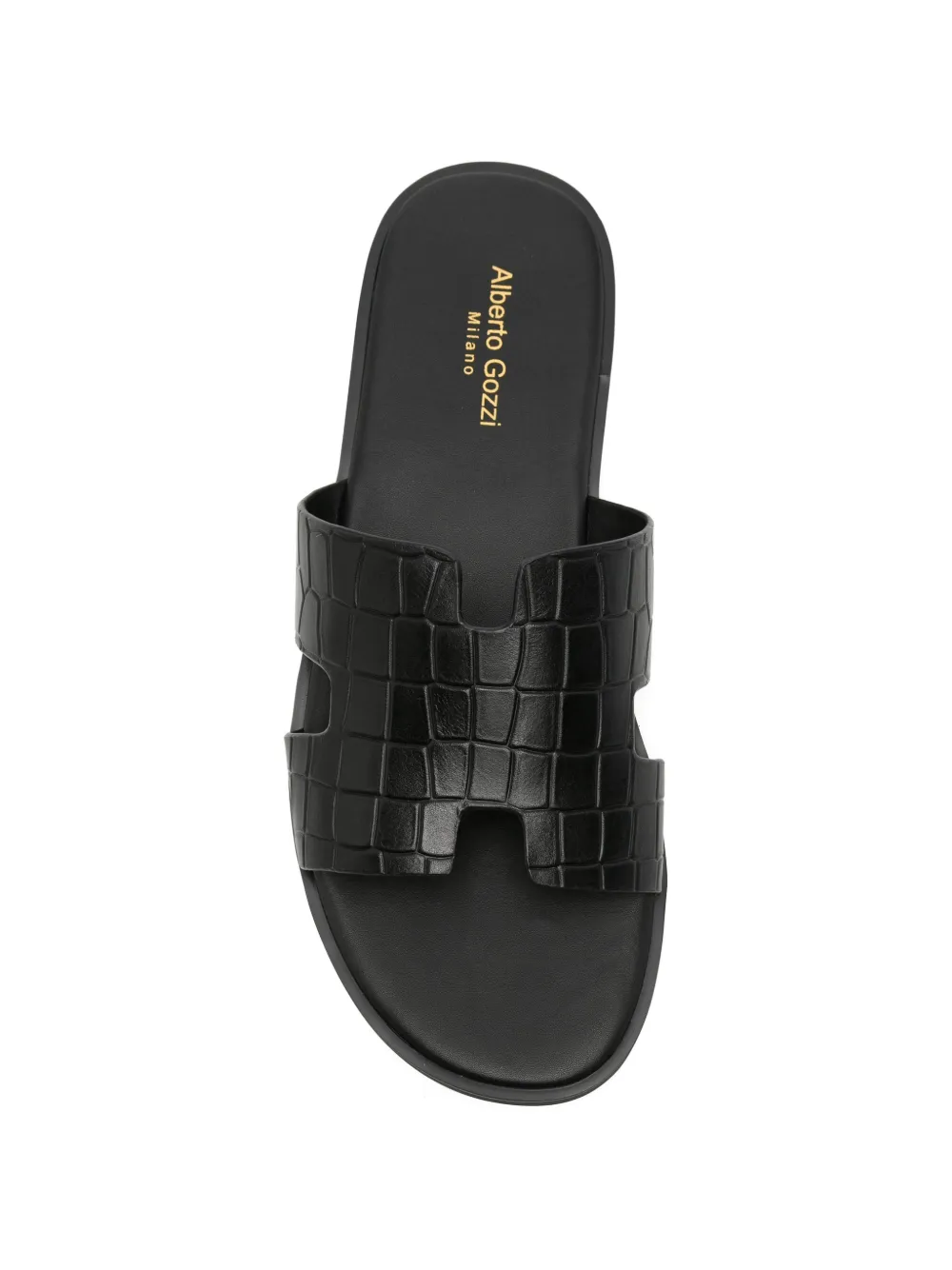 Alberto Gozzi croc-effect cut-out sandals Zwart
