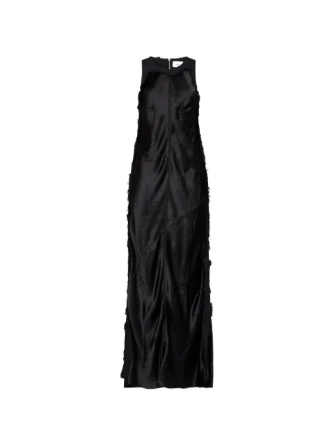 Haikure frayed-insert bias-cut dress