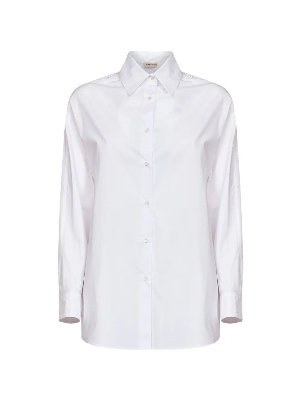 Blanca Vita cotton curved-hem shirt - Weiß