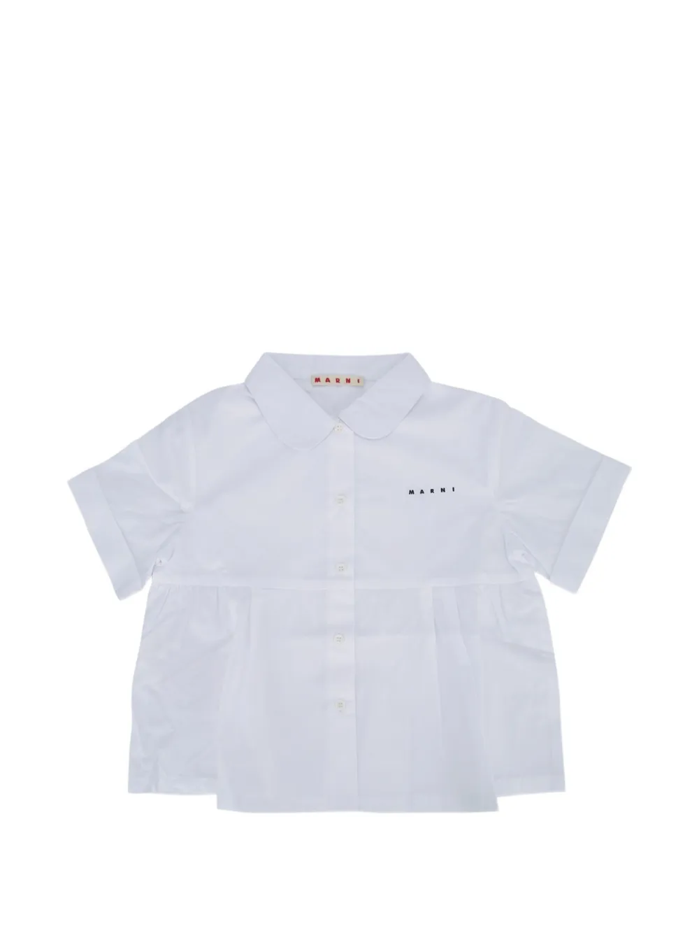 Marni Kids logo-print gathered shirt - Bianco