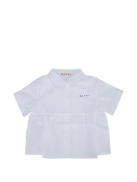 Marni Kids logo-print gathered shirt