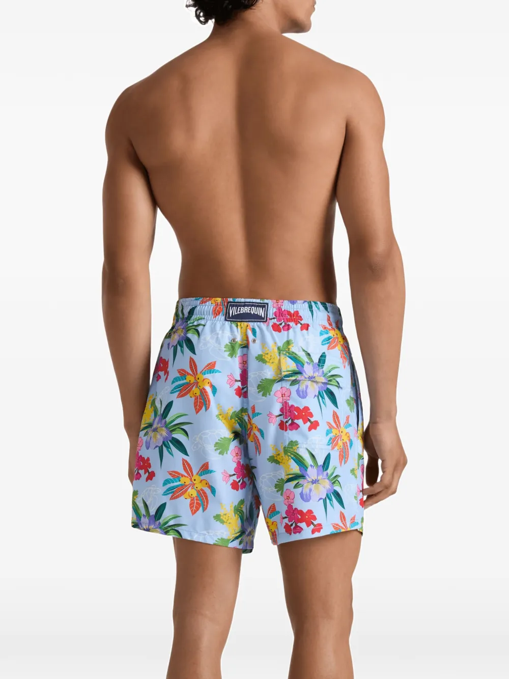 Vilebrequin Zwembroek met trekkoordtaille en bloemenprint Blauw