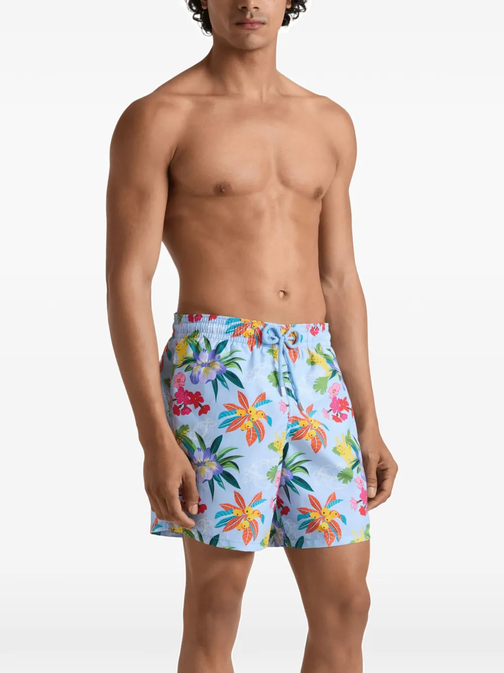 Vilebrequin Zwembroek met trekkoordtaille en bloemenprint Blauw