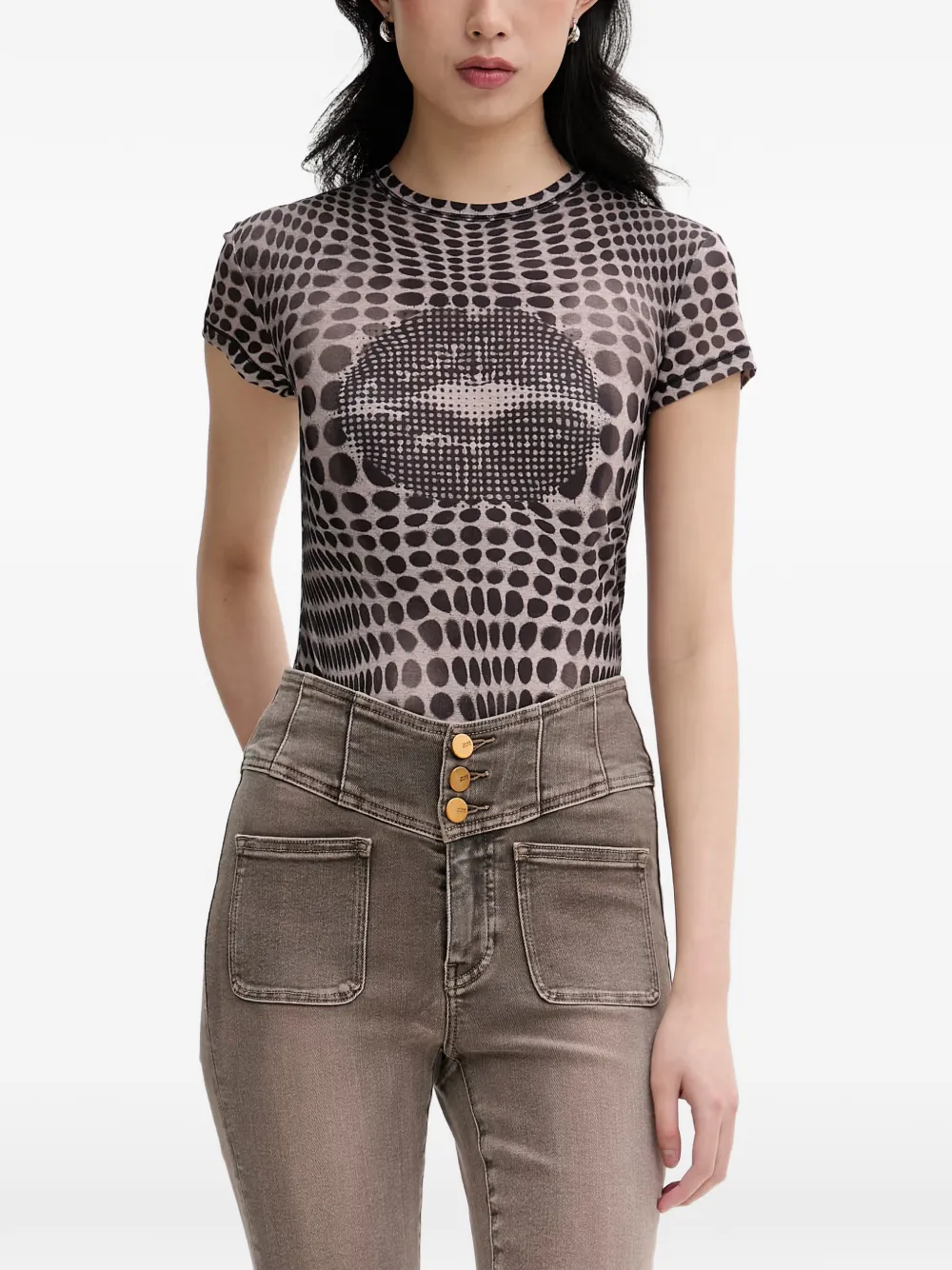 Miss Sixty polka-dot lip-print T-shirt