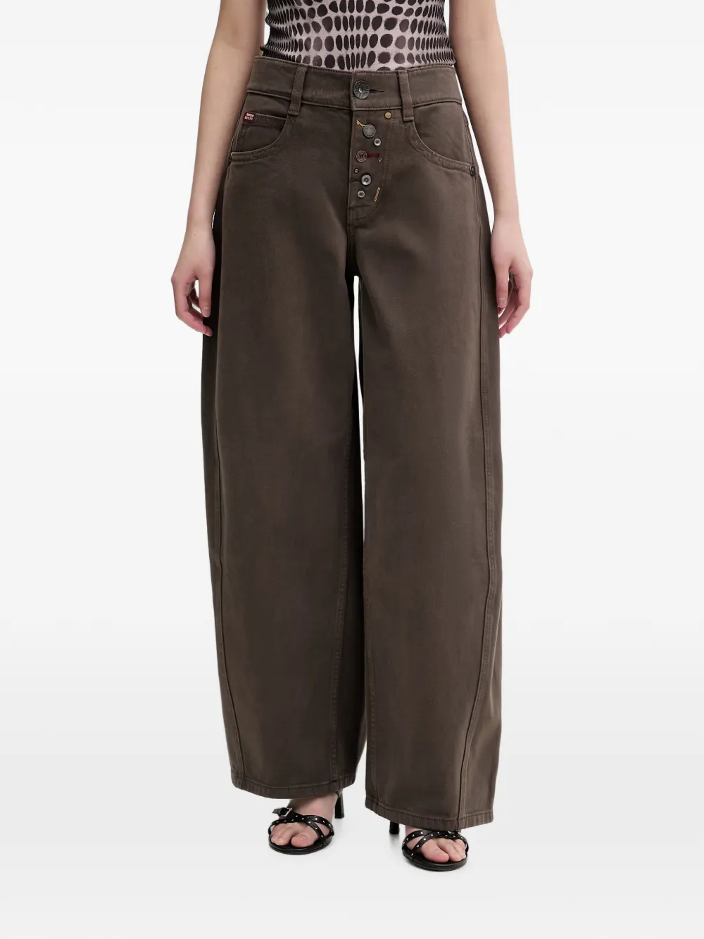 Miss Sixty button-fly mid-rise wide-leg jeans - Marrone