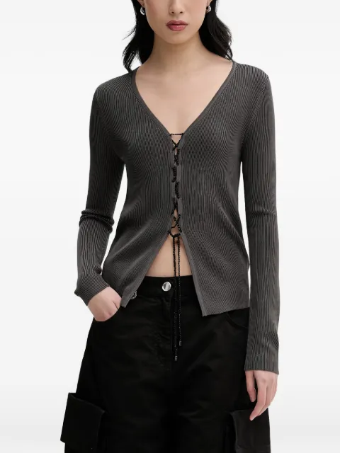 Miss Sixty lace-up bow-motif tied-front cardigan