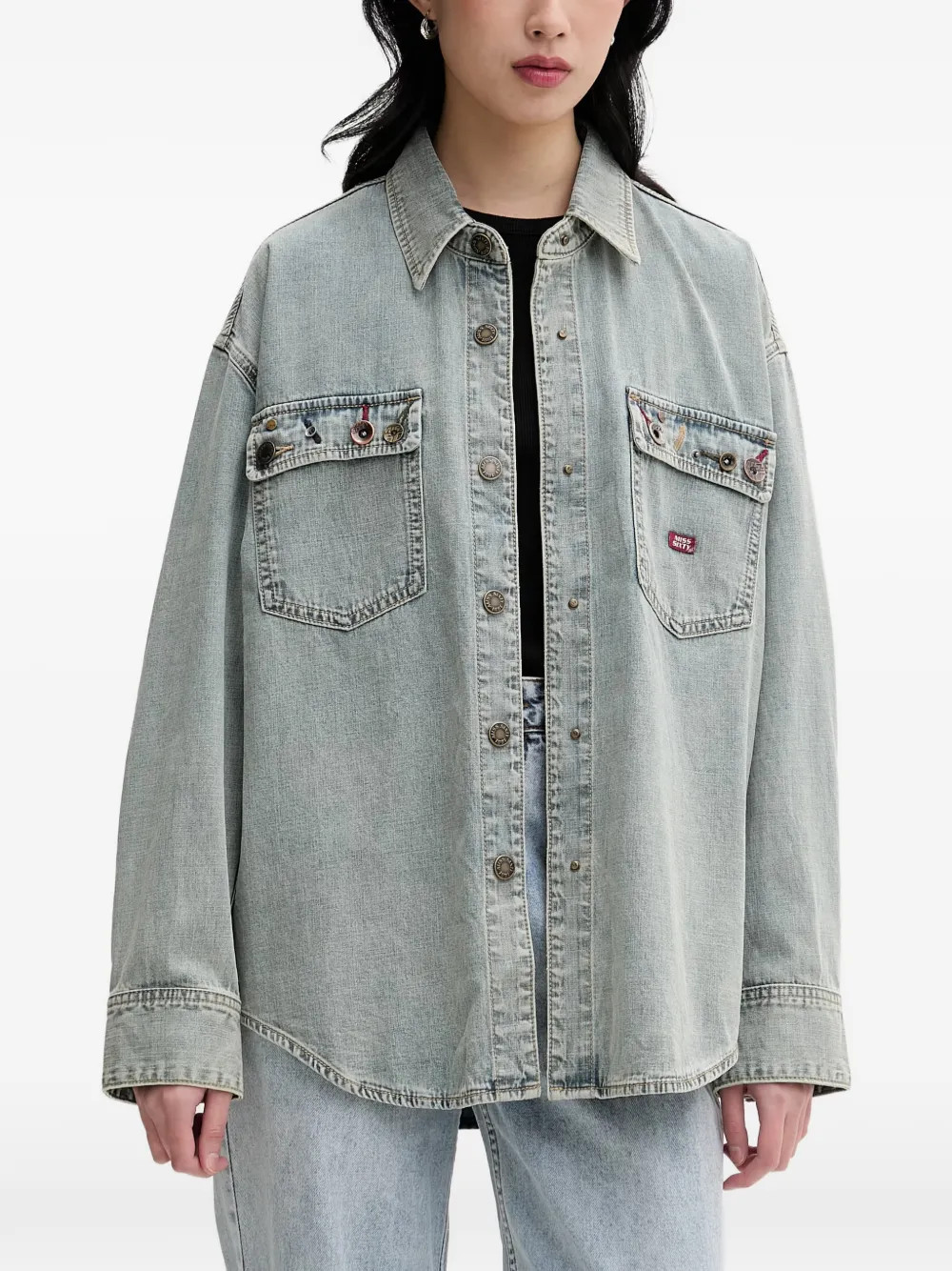Miss Sixty embellished denim shirt jacket - Blu
