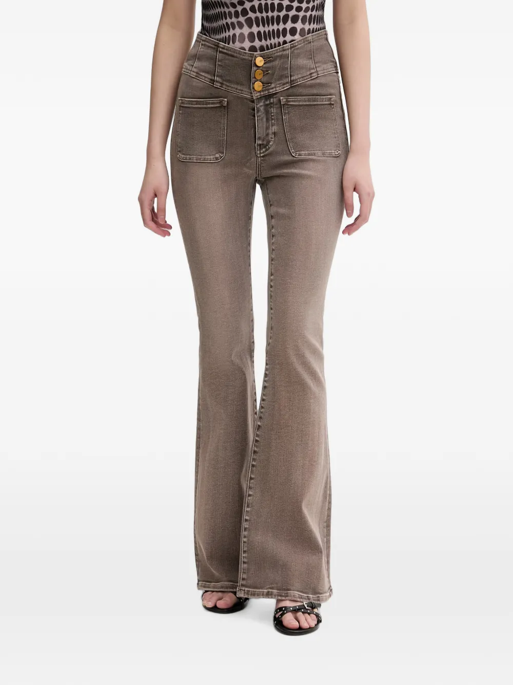 Miss Sixty Glenda Plus 5 high-waisted flared jeans - Marrone