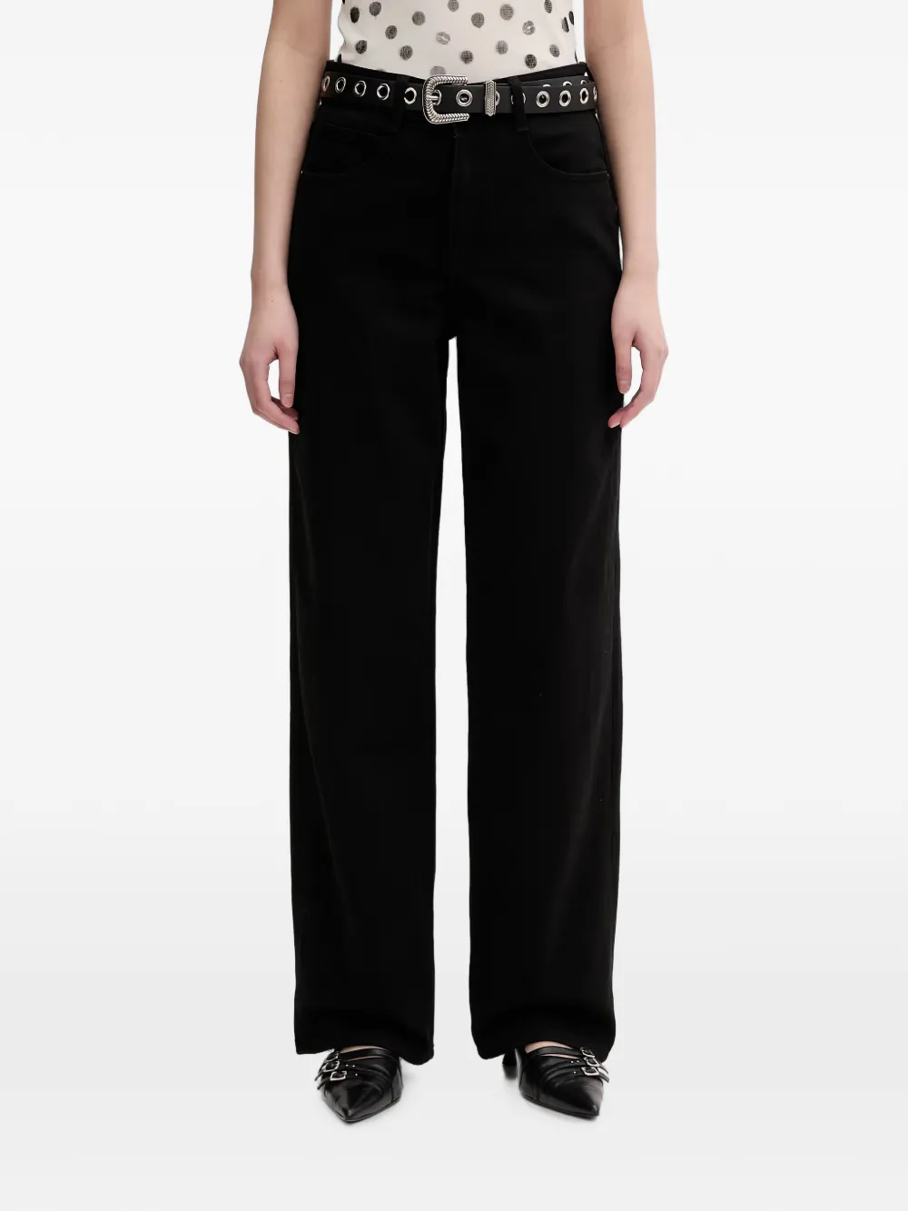 Miss Sixty logo-patch mid-rise straight-leg jeans - Nero