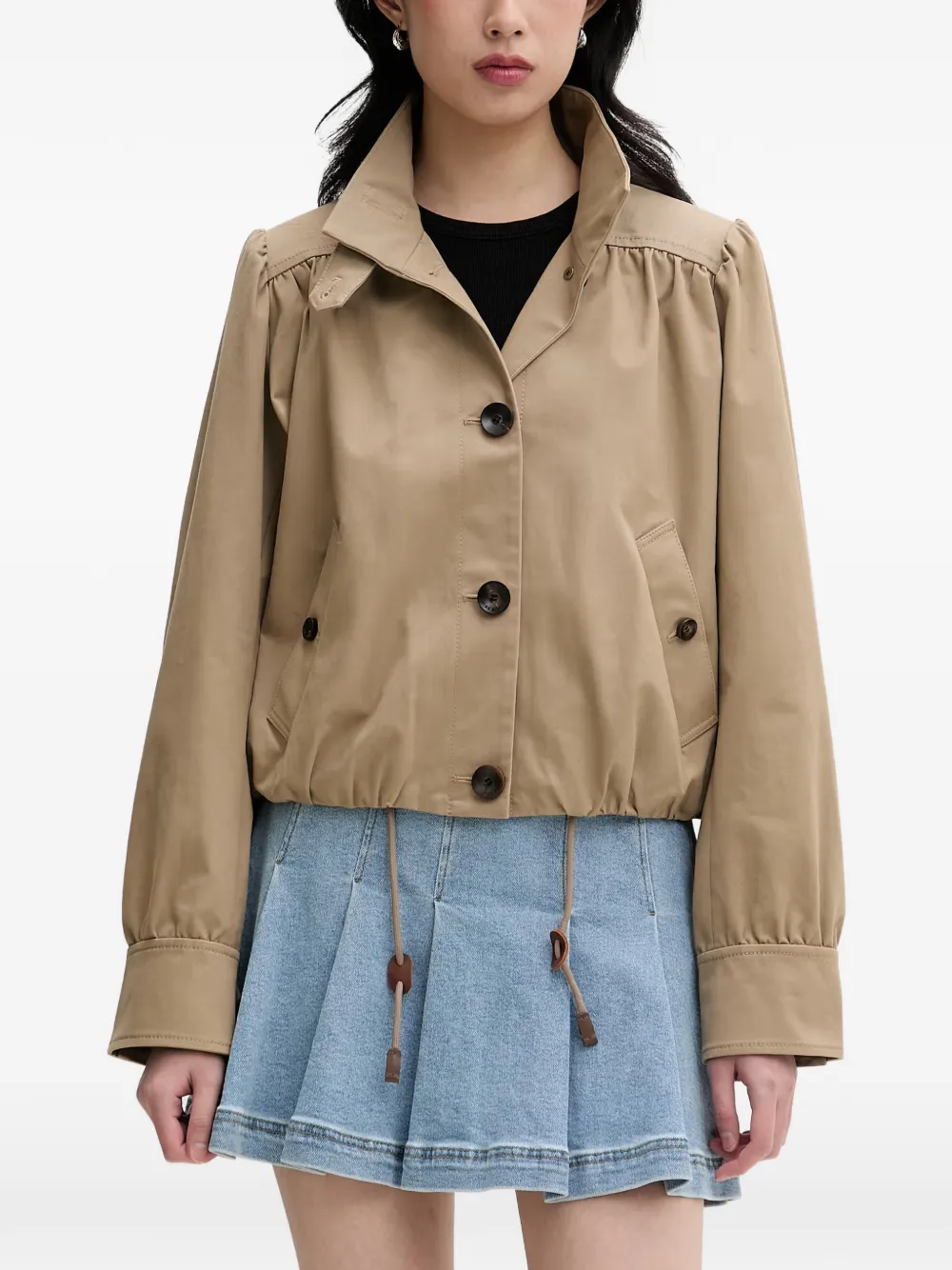 Miss Sixty gathered button-up trench jacket - Toni neutri